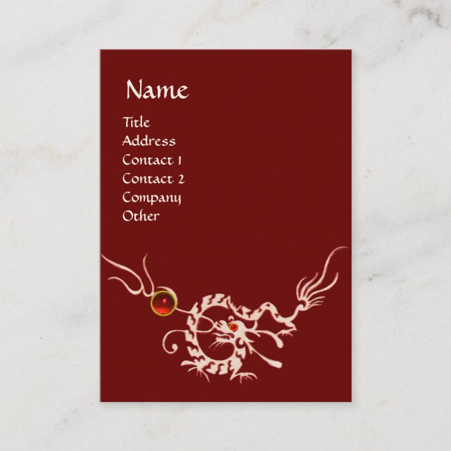 Tarjeta De Visita SEA DRAGON 2 RUBY MONOGRAM rojo negro y blanco (Anverso)
