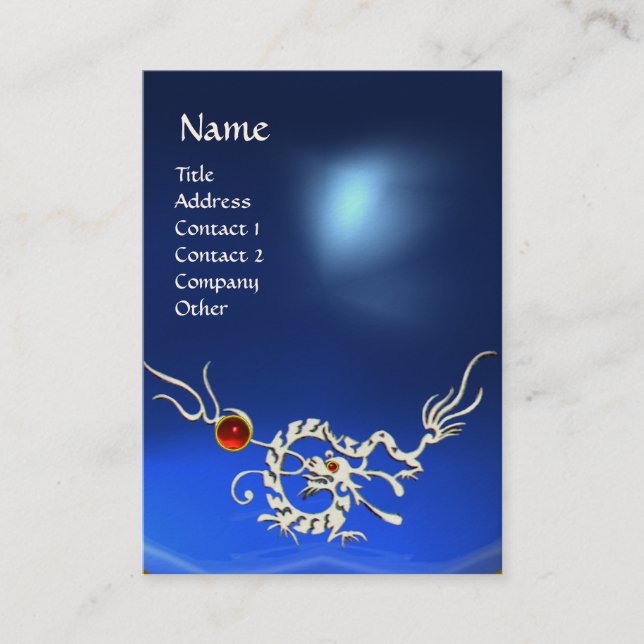 Tarjeta De Visita SEA DRAGON 2 TOPAZ MONOGRAM azul rojo (Anverso)