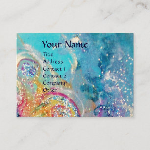 Tarjeta De Visita SEA DRAGON , azul amarillo rosado púrpura