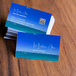 Tarjeta De Visita Sea Ocean Beach Travel Blue Modern
