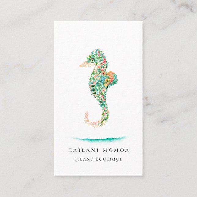 Tarjeta De Visita Seahorse botánico de la isla (Anverso)