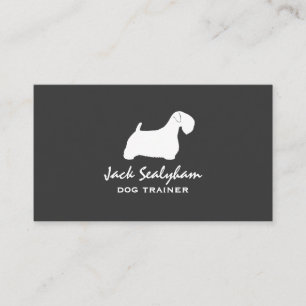 Tarjeta De Visita Sealyham Terrier Dog Silhouette Gris and White