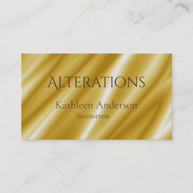 Tarjeta De Visita Seamstress Alterations Gold Silk (Anverso)