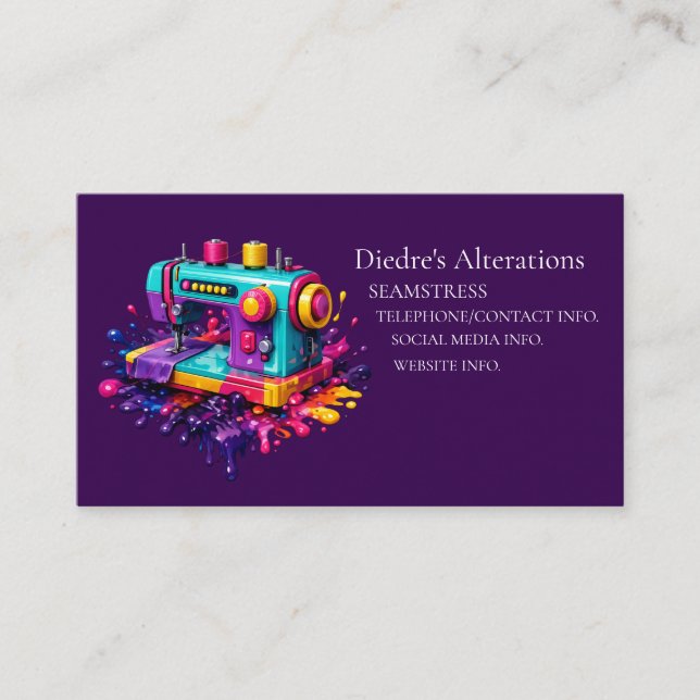 Tarjeta De Visita Seamstress Tailor Dressmaker Business Card (Anverso)