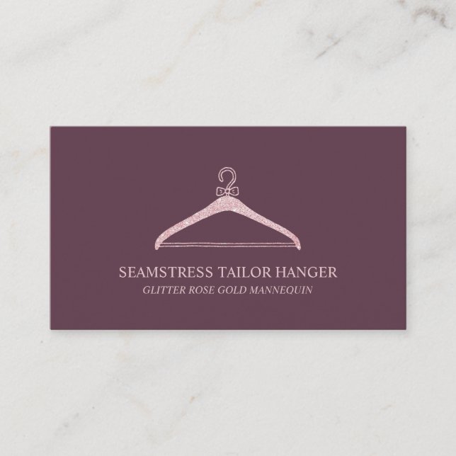 Tarjeta De Visita Seamstress Tailor Hanger Burgundy (Anverso)