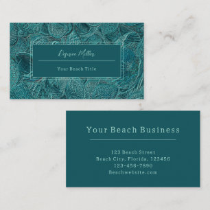Tarjeta De Visita Seashells Ocean Beach estilo Verde azulado metálic