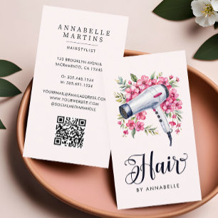 Tarjeta De Visita Secador de pelo floral de color acuático moderno