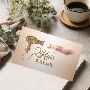 Tarjeta De Visita Secador de pelo Glitter con pincelada elegante de 