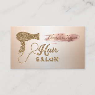 Tarjeta De Visita Secador de pelo Glitter con pincelada elegante de