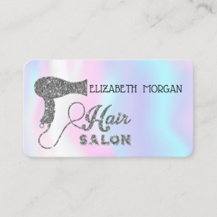 Tarjeta De Visita Secador de pelo holográfico moderno,Salón de belle