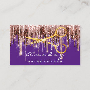 Tarjeta De Visita Secador de pelo profesional tijera Gold Purple