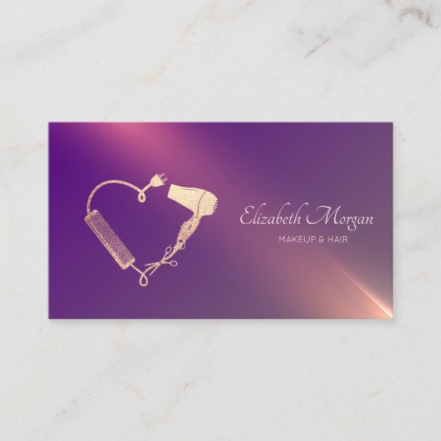 Tarjeta De Visita Secador de tijeras profesionales Pincel púrpura (Anverso)