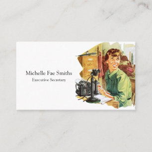 Tarjeta De Visita Secretaria de Mujer Retro Vintage