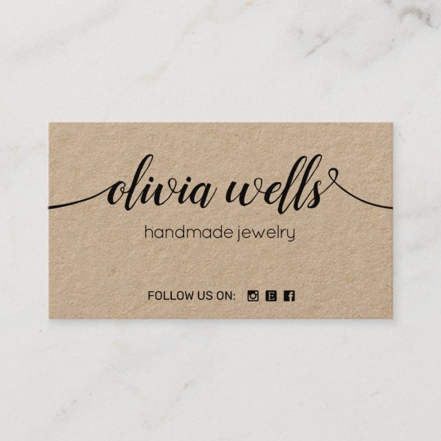 Tarjeta De Visita Secuencia de comandos de firma Kraft para redes so (Anverso)