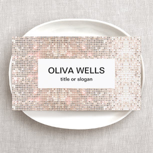 Tarjeta De Visita Secuencia moderna de Glam Faux Silver