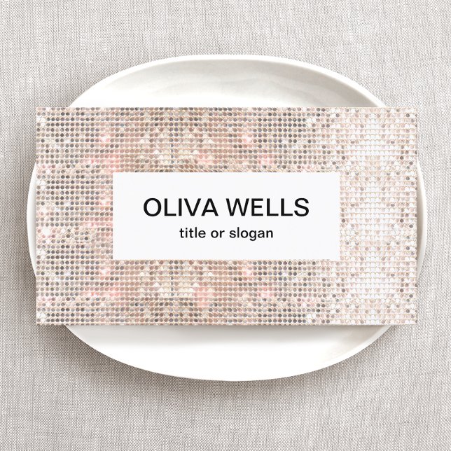 Tarjeta De Visita Secuencia moderna de Glam Faux Silver (Subido por el creador)