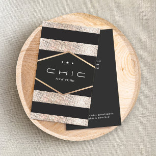 Tarjeta De Visita Secuencias de Moda de vidrio negro y plateado