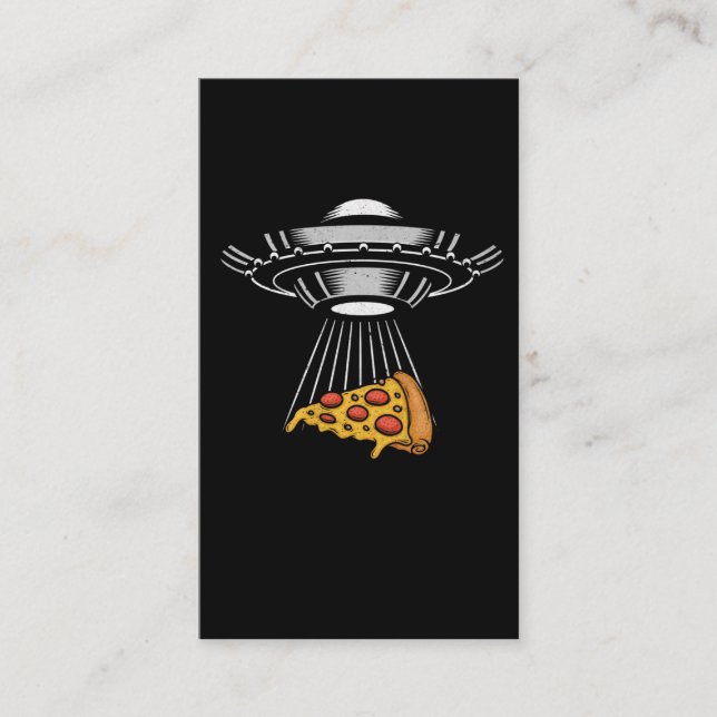 Tarjeta De Visita Secuestro de Pizza de OVNI Vintado, Espacio Retro (Anverso)