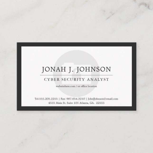 Tarjeta De Visita Security | Minimal Locked File Folder Blk Bdr. (Anverso)