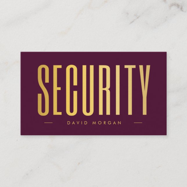 Tarjeta De Visita Security QR Code Logo Burgundy And Gold  (Anverso)