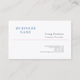 Tarjeta De Visita Seda Azul Blanco Minimalista Moderno Premium