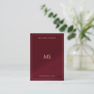 Tarjeta De Visita Seda De Lujo Monograma Dorado Profesional Elegante