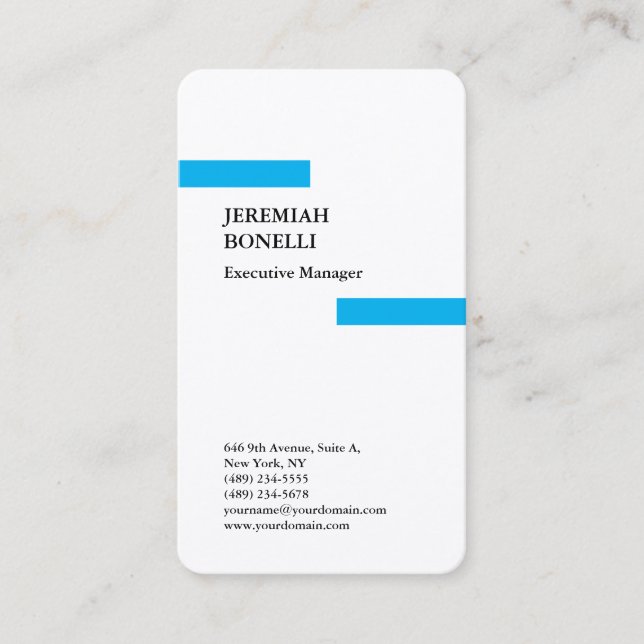 Tarjeta De Visita Seda premium azul cielo azul blanco profesional (Anverso)