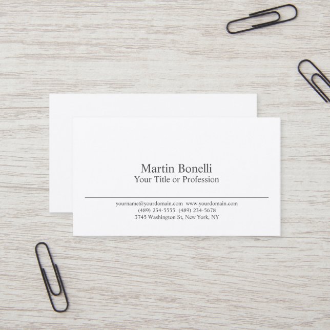 Tarjeta De Visita Seda Premium Black & White Profesional Moderno (Anverso/Reverso In Situ)