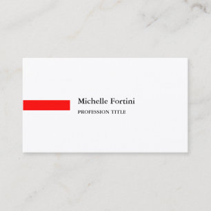 Tarjeta De Visita Seda Premium Elegante Liso Minimalista Rojo Blanco