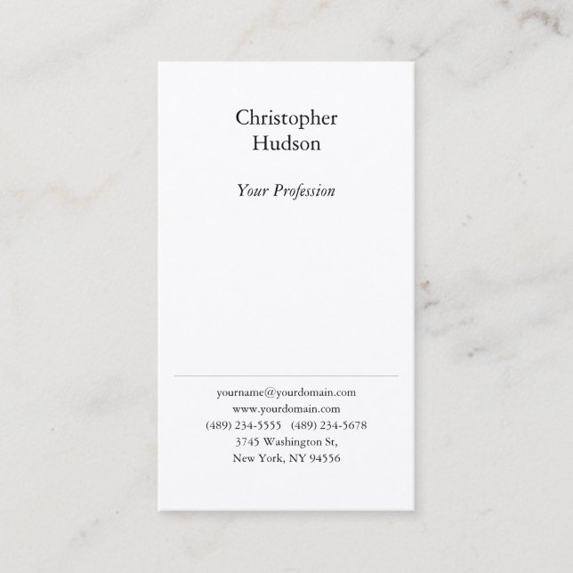 Tarjeta De Visita Seda Premium profesional en blanco y negro (Anverso)