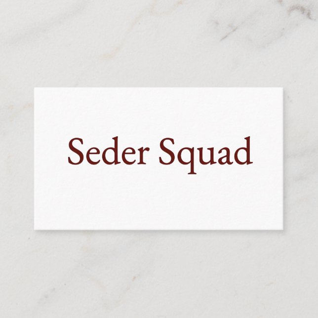 Tarjeta De Visita Seder Squad Card, Passover Card, Jewish Holiday  (Anverso)
