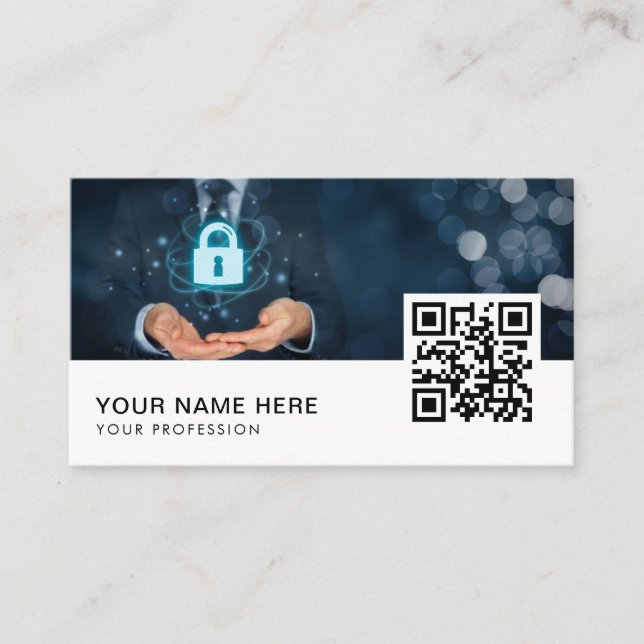 Tarjeta De Visita Seguridad informática de internet código QR (Anverso)