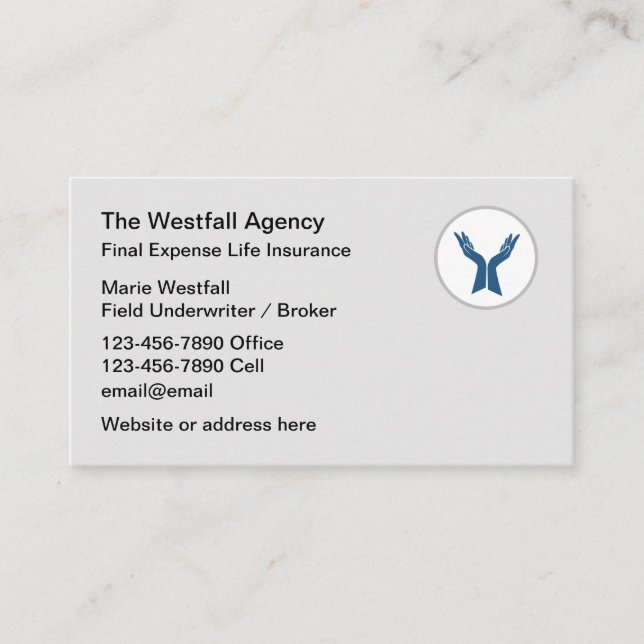 Tarjeta De Visita Seguro de vida de gastos finales  (Anverso)