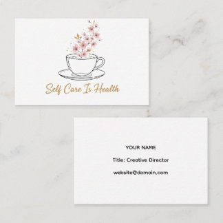 Tarjeta De Visita Self Care Is Health - Floral Tea Cup Business Card