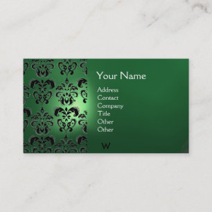 Tarjeta De Visita Sello de cera DAMASCO MONOGRAMA verde