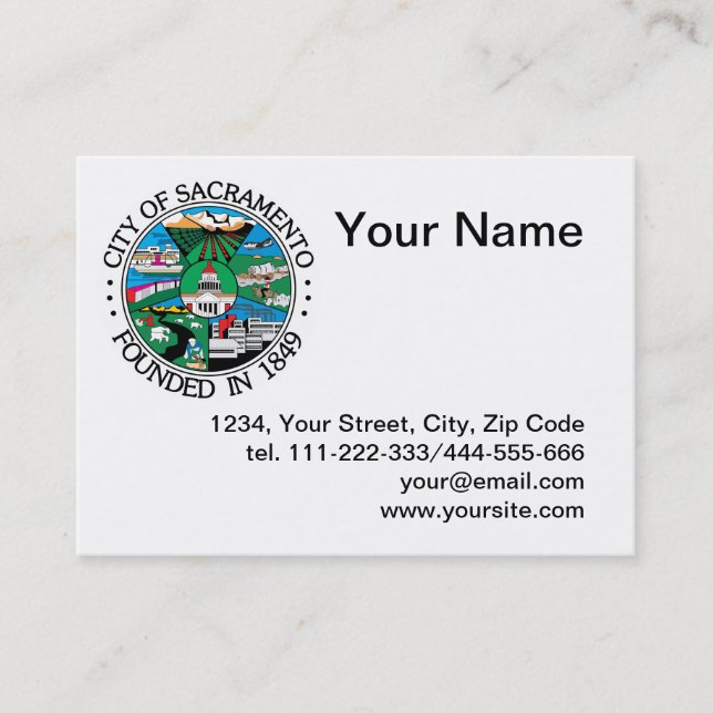Tarjeta De Visita Sello de la ciudad de Sacramento (Anverso)