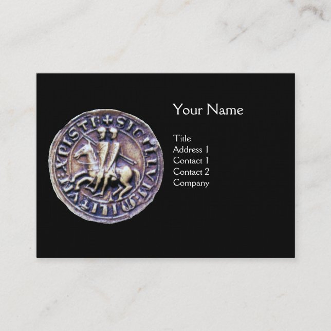 Tarjeta De Visita SELLO DE LA PLANTILLA DE KNIGHTS Lino MONOGRAM neg (Anverso)