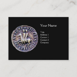 Tarjeta De Visita SELLO DE LA PLANTILLA DE KNIGHTS MONOGRAM gris neg