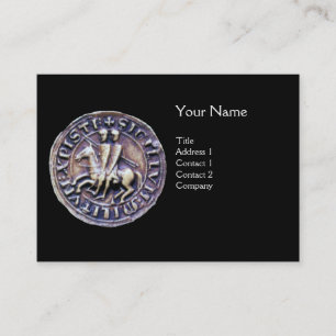 Tarjeta De Visita SELLO DE LA PLANTILLA DE KNIGHTS MONOGRAM gris neg