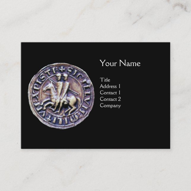 Tarjeta De Visita SELLO DE LA PLANTILLA DE KNIGHTS MONOGRAM gris neg (Anverso)