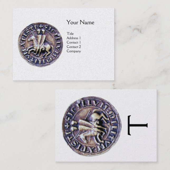 Tarjeta De Visita SELLO DE LA PLANTILLA DE KNIGHTS MONOGRAM Perla Bl (Anverso / Reverso)