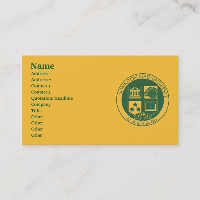 Tarjeta De Visita Sello de la universidad de estado de Sonniton - (Anverso)