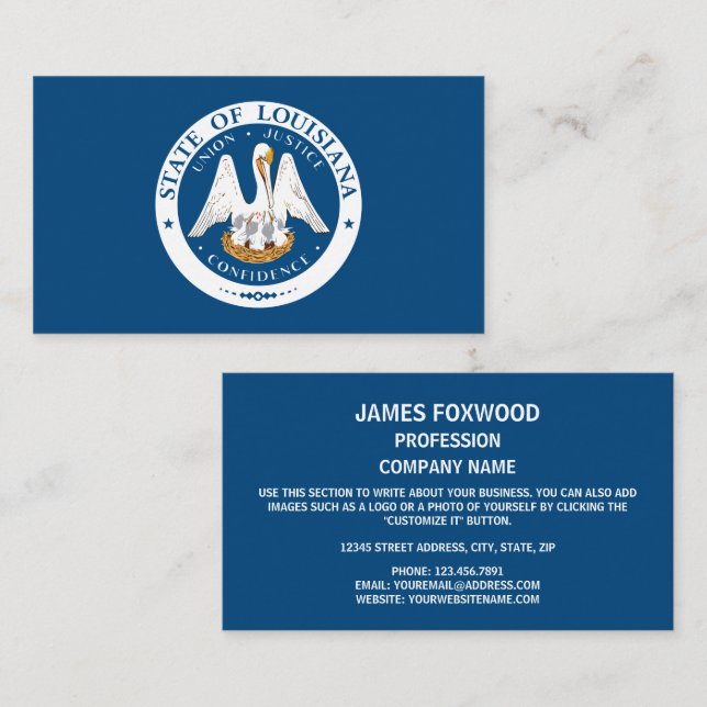 Tarjeta De Visita Sello de Louisianian, foco de Louisiana (Anverso / Reverso)