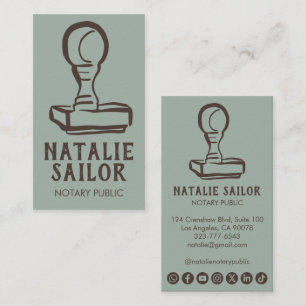 Tarjeta De Visita Sello de madera Logo Notario Público Icono Social 