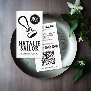Tarjeta De Visita Sello de madera Logo Notario Público Icono social 