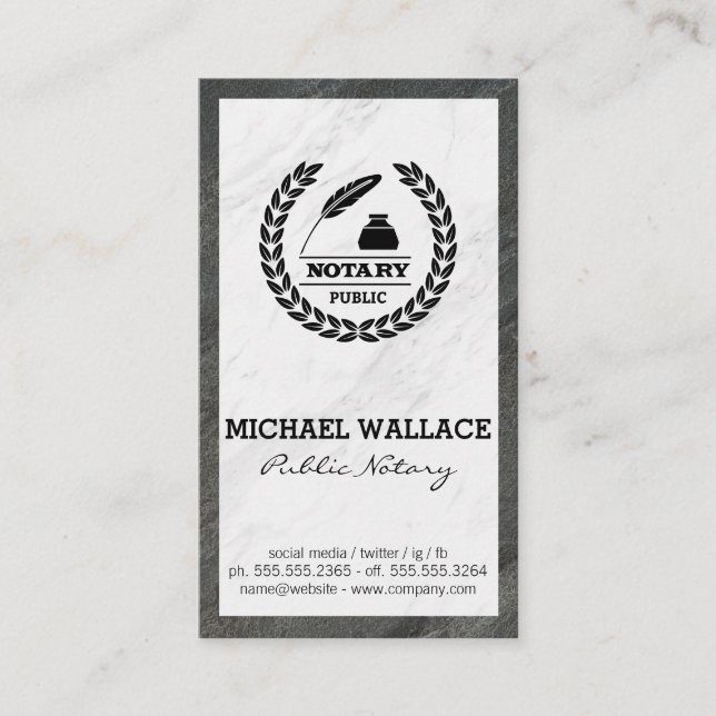Tarjeta De Visita Sello de Notario Público | Marble Business Card (Anverso)