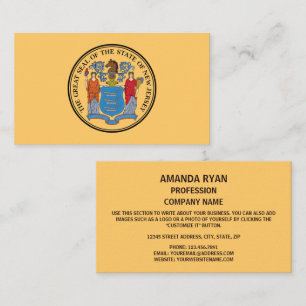 Tarjeta De Visita Sello de Nueva Jerseyan, foco de Nueva Jersey