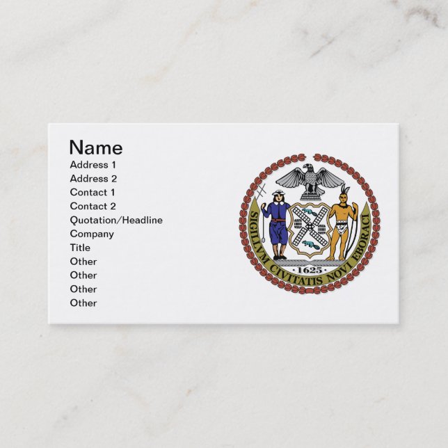 Tarjeta De Visita Sello de Nueva York (Anverso)