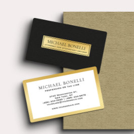 Tarjeta De Visita Sello de oro de cuero negro de lujo