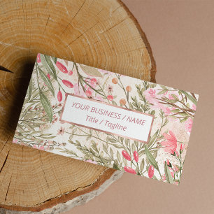 Tarjeta De Visita Selva de coral rosa Rubor color de agua verde búh